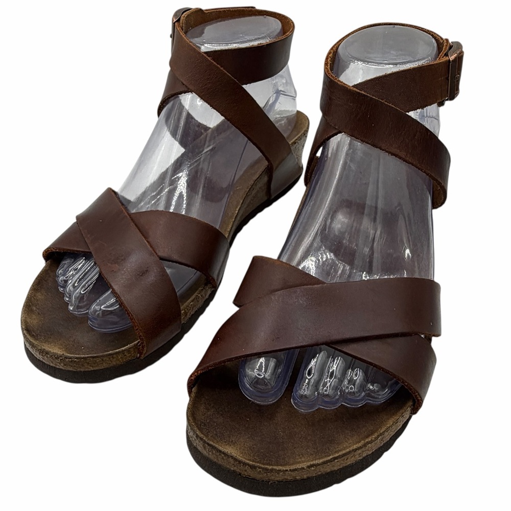 Papillio by Birkenstock Chestnut Leather X Strap Sandals - Size 37/ US 6.5-7